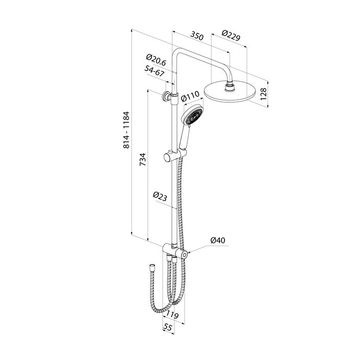Душевой гарнитур с верхней лейкой IDDIS Zodiac X, хром (ZDX3F0Ci76), артикул ZDX3F0Ci76
