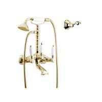 Gattoni Vivaldi Lever Смеситель для ванны с низким держателем, с душевой лейкой и шлангом, цвет золото 24kt Gattoni Vivaldi Lever Смеситель для ванны с низким держателем, с душевой лейкой и шлангом, цвет золото 24kt
