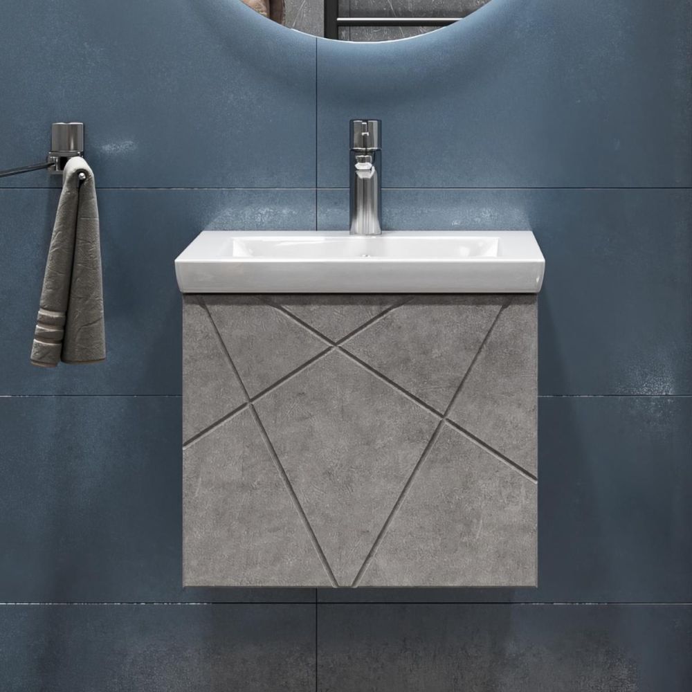 Тумба под раковину подвесная VIGO Geometry 032 бетон, 50 см, артикул 032 бетон