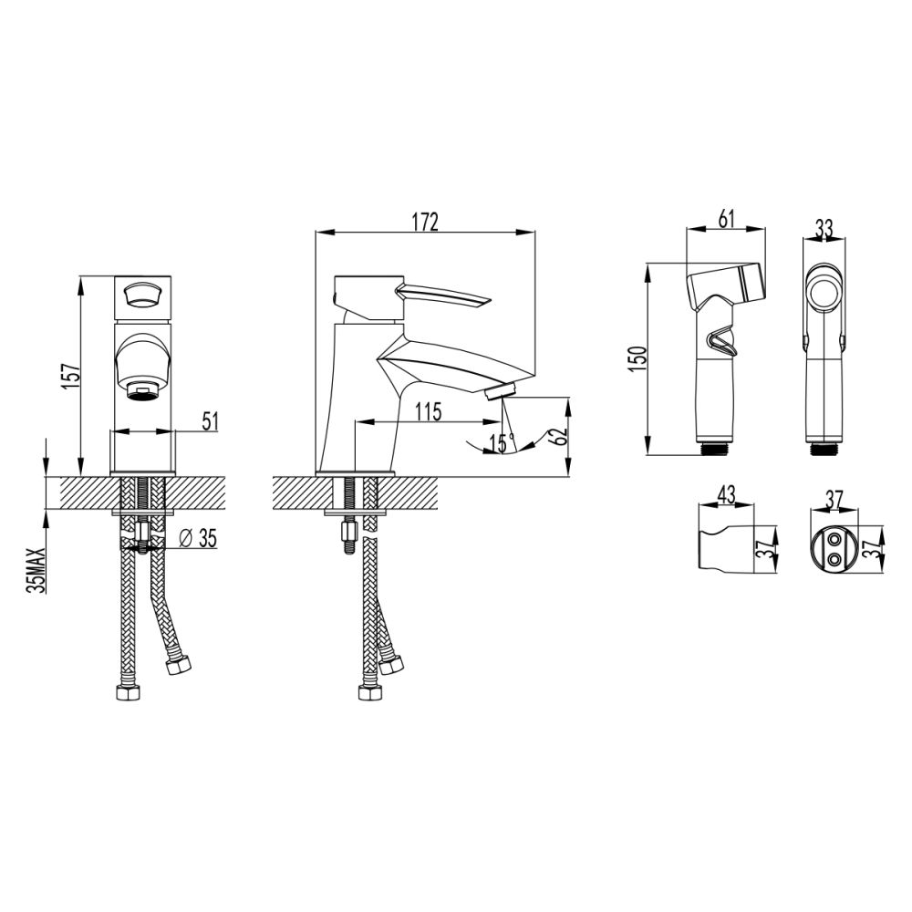 Смеситель Lemark Atlantiss для раковины и биде (LM3216C), артикул LM3216C