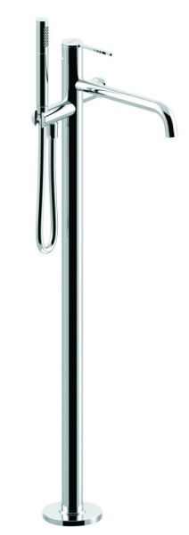 Emmevi Filobrass, однорычажный напольный смеситель для ванны (излив 24,8 см), на 1-й ноге, c набором для душа, цвет брашированное золото