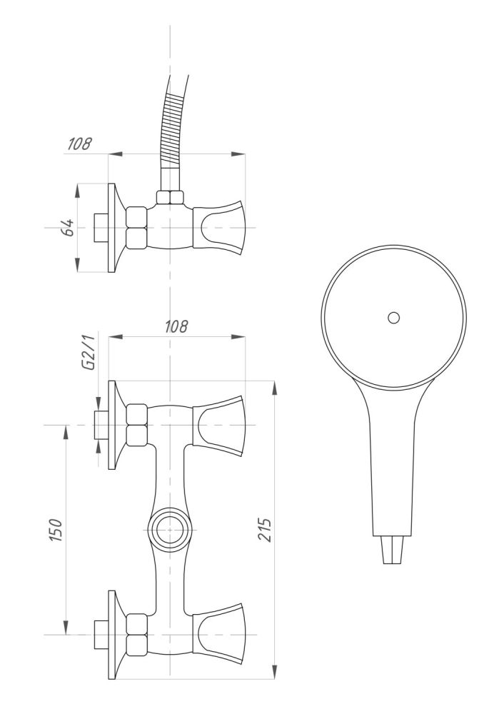 Смеситель для душа ПРОФСАН (PSM-179-38), артикул PSM-179-38
