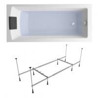 Комплект 3 в 1 Lavinia Boho One S1-3701005P, акриловая ванна 150x70 см, металлический каркас с монтажным набором, мягкий силиконовый подголовник