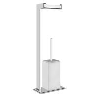 Gessi Eleganza Напольная стойка с держателем для туалетной бумаги и ершиком, цвет: хром/белый