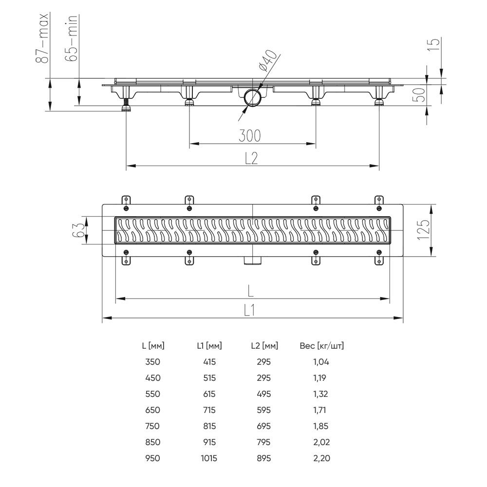 Душевой лоток Veconi Line Black 650 Душевой лоток Veconi Line Black 650