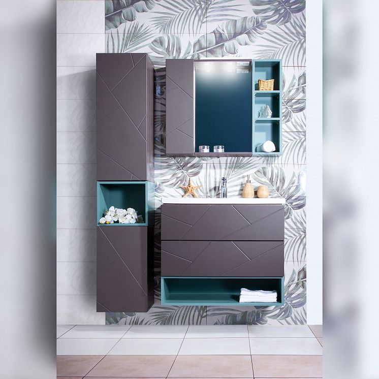 Подвесной шкаф Бриклаер Кристалл 60 подвесной Ясень Анкор темный