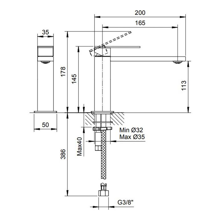 Fantini Mint Смеситель для раковины, 1 отв., без донного клапана, излив 165мм,, цвет: нержавеющая сталь