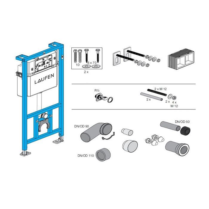 Laufen Installation System CW Инсталляция с бачком   двойной слив 4,5/3 л, регул. до 6/3 л Laufen Installation System CW Инсталляция с бачком   двойной слив 4,5/3 л, регул. до 6/3 л