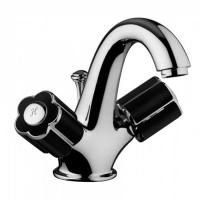 Bongio Fleur Noir Смеситель для раковины с донным клапаном, цвет хром/черный фарфор