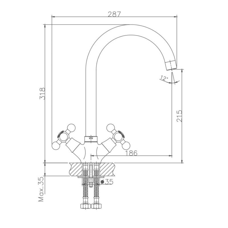 Смеситель для кухни Haiba HB4119-5, сатин