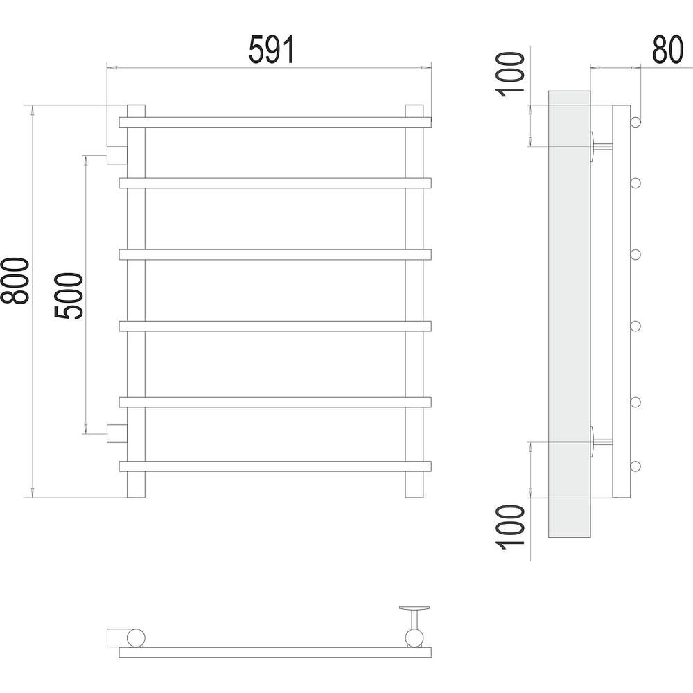 Полотенцесушитель водяной (боковое подключение) Terminus Квинта П6 50х80
