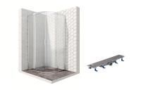 Душевой уголок Ambassador Kingston 14011104-ST7, полукруглый, линейный трап, 90х90