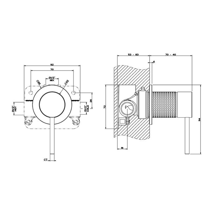 GESSI 316 Встраиваемый смеситель на 1/2'' на 1 источник (внешняя часть), цвет: warm bronze brushed pvd