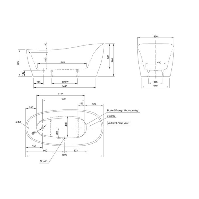 Knief Relax Ванна отдельностоящая 1800х850х62/760см, без слива-перелива, цвет белый