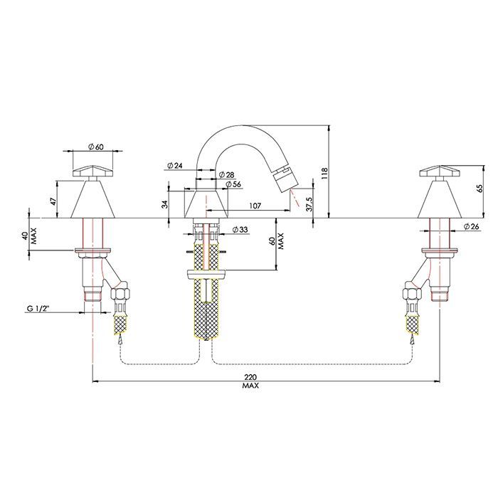 Nicolazzi Star  Смеситель биде на 3 отв , цвет хром Nicolazzi Star  Смеситель биде на 3 отв , цвет хром