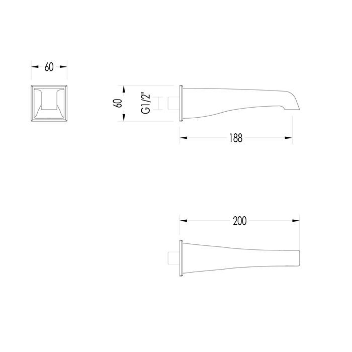 Devon Time Излив настенный одинарный, цвет светлое золото, артикул 2TIME211OT