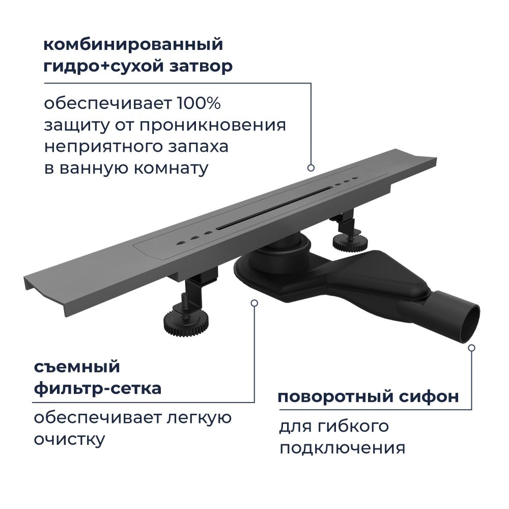 Душевой трап, обрезной, V-образный серый RGW SDR-53Gr