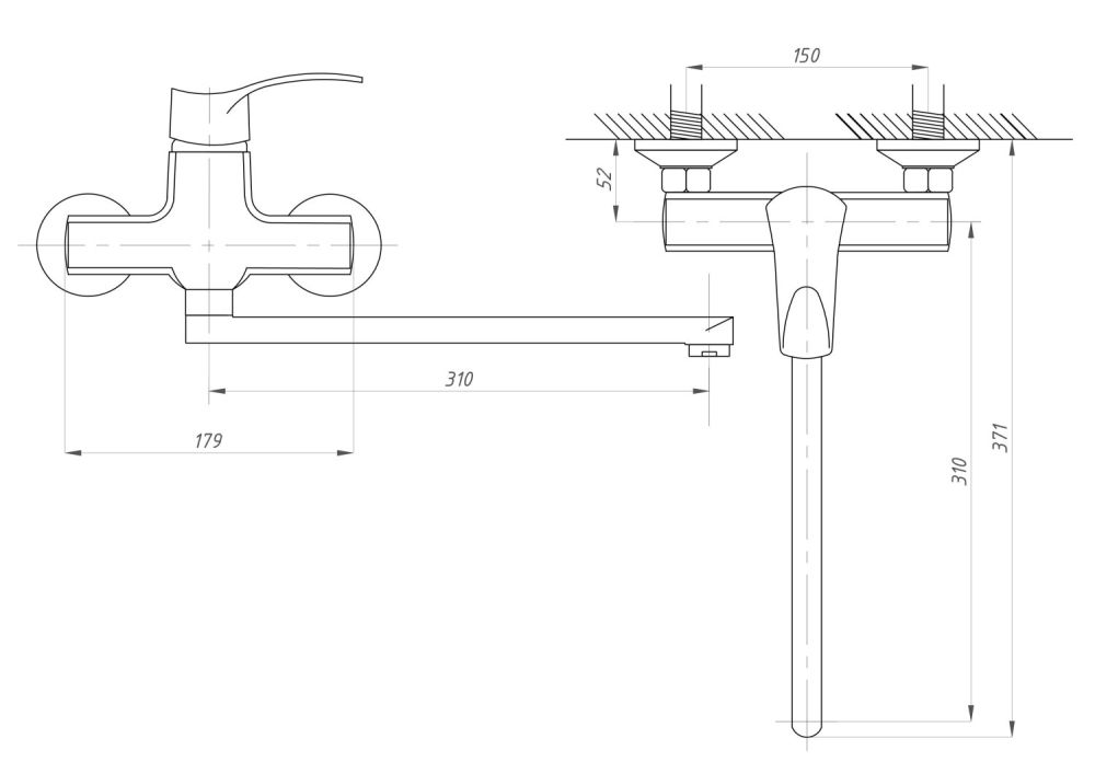 Смеситель для ванны с душем ПРОФСАН ПЛЮС (PSM-777-023), артикул PSM-777-023