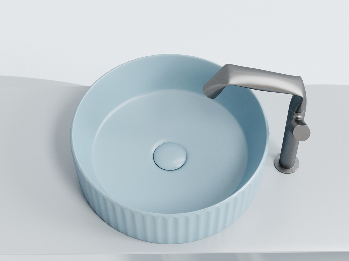 Умывальник чаша накладная круглая (цвет Голубой Матовый) Элемент (Element) 360x360x115мм, артикул CN6057ML