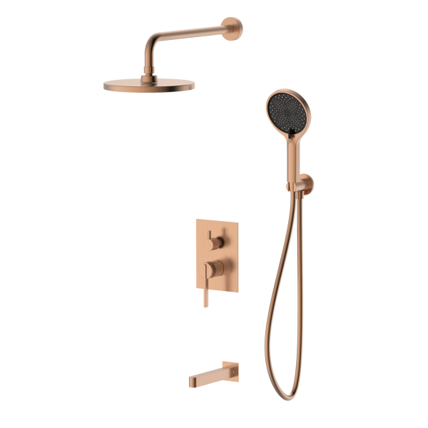 Душевая система для ванны и душа DQ Bonn встраиваемая с изливом браш.роз.золото (DA1705633)