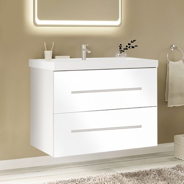 Тумба под раковину Marka One Mix 70П с ручками Белая глянцевая, артикул У57025