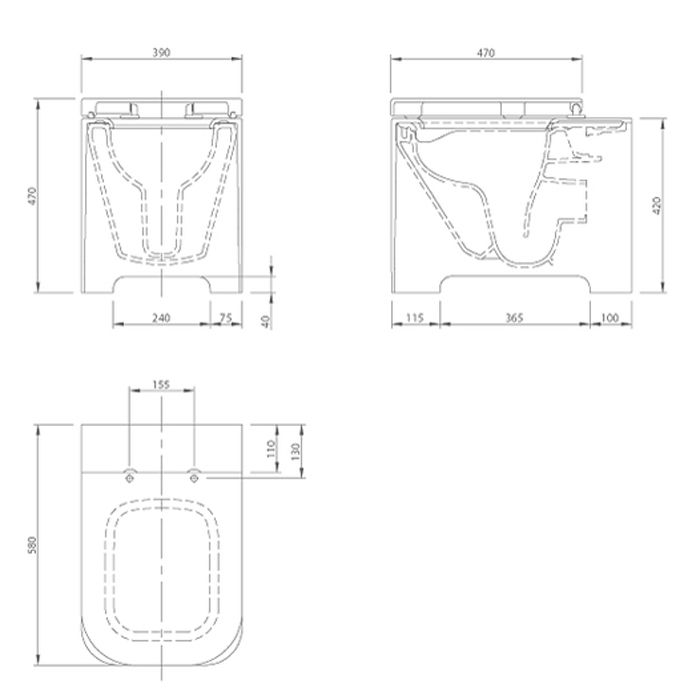 KNIEF Feel Унитаз напольный безободковый 58х39х42 см, с крышкой микролифт , цвет белый матовый