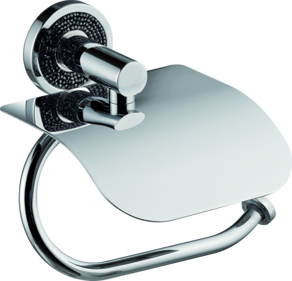 Sanibano Ebano, бумагодержатель с крышкой, цвет хром-кристаллы Swarovski black