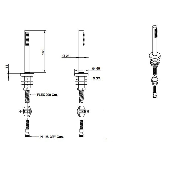 Bongio Fleur Ручной душ встраиваемый, цвет золото