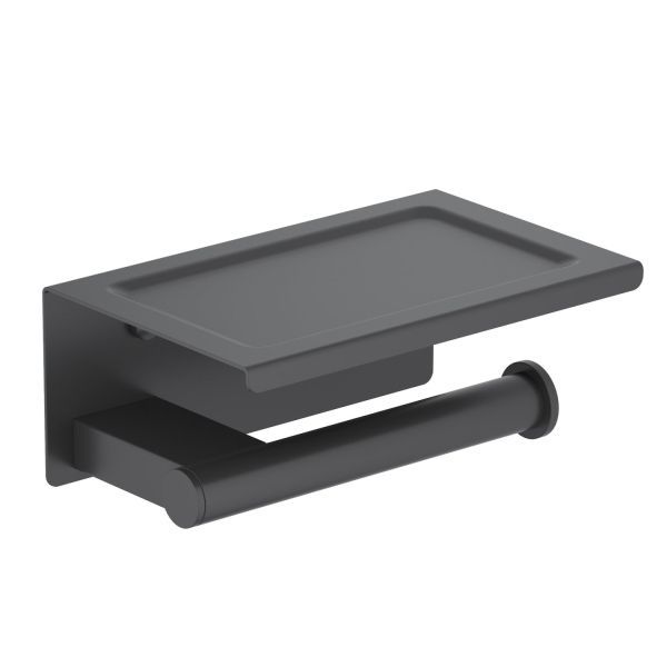 Бумагодержатель с полкой для телефона Timo Luiro черный (18543/03)