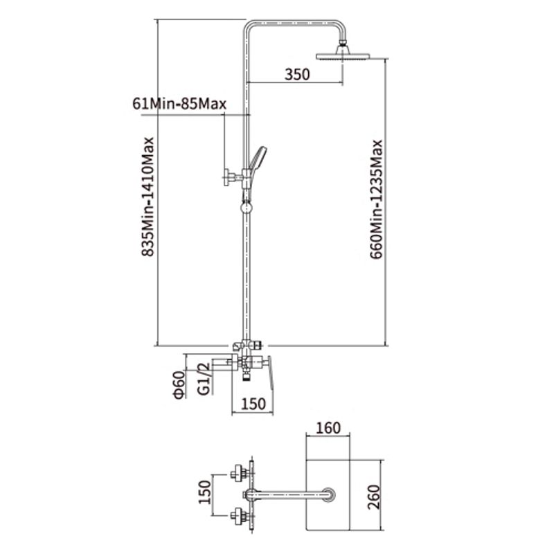 Душевая система FASHUN A2457, хром