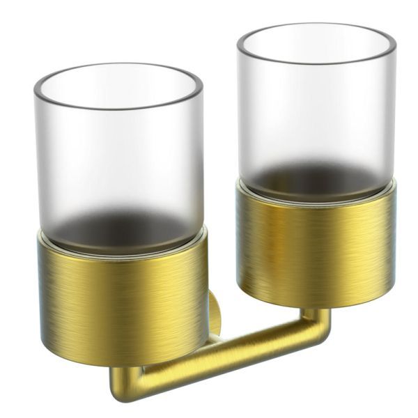 Стакан для ванной комнаты двойной Raglo R320.08.03, золотой сатин
