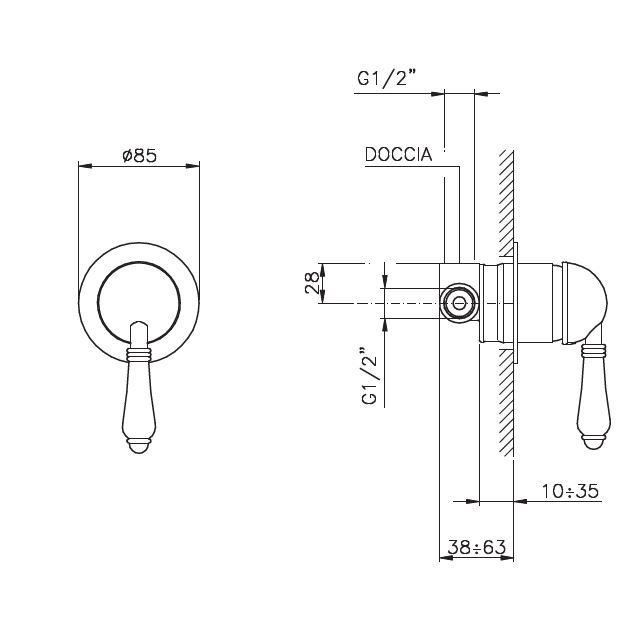 Nicolazzi Unico 4006, встраиваемая часть для душа, скрытый монтаж, подключение 1/2''(новый арт C4006), артикул 4006  (новый арт C4006)