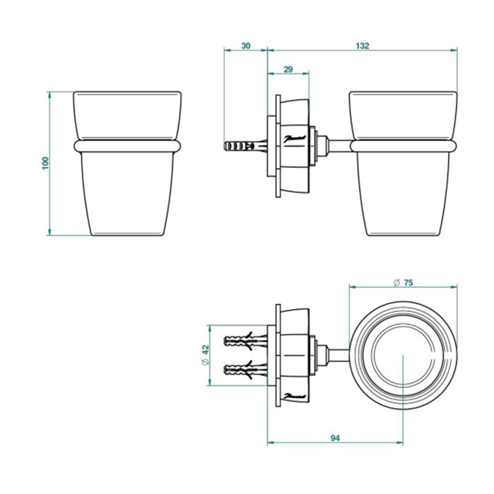 THG PETALE DE CRISTAL NOIR Стакан стеклянный, подвесной, цвет хром, артикул U6D-A02-536