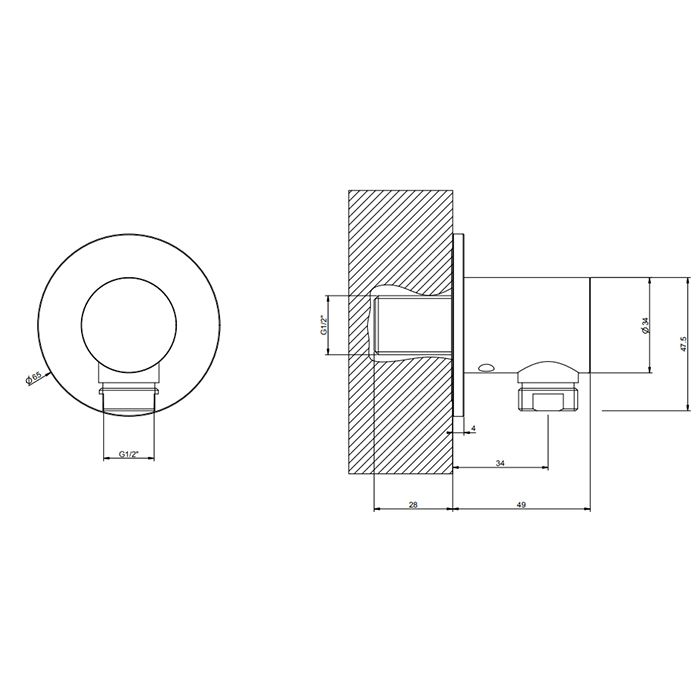 GESSI 316 Вывод воды на 1/2", цвет: brushed black metal pvd