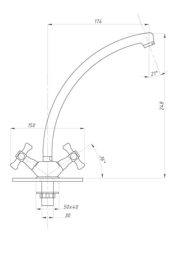 Смеситель для кухни ПРОФСАН СТАНДАРТ-А (PSM-131-75), артикул PSM-131-75