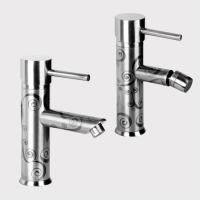 Daniel Suvi Decora Смеситель для раковины, с донным клапаном, никель/декор spiral серый