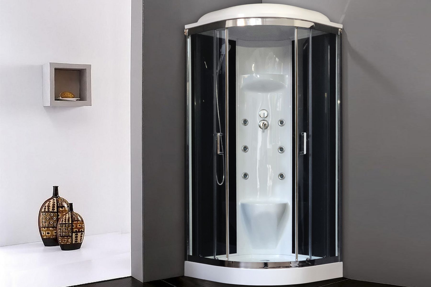 Душевая кабина Royal Bath RB 100HK7-BT-CH (черное/прозрачное) Душевая кабина Royal Bath RB 100HK7-BT-CH (черное/прозрачное)