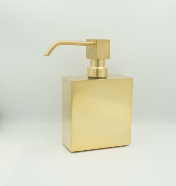Surya Metall, прямоугольный металлический дозатор 4,5х9,5хh14,5 см с помпой V3, цвет золото сатин