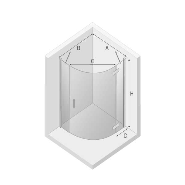 Душевое ограждение NEW TRENDY NEW MERANA R 90x90x195 K-0327 (хром)