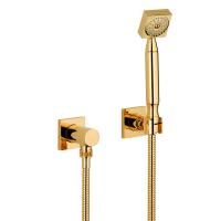 THG GINKGO Душевой комплект с ручным душем, шланг 1500 мм., держатель и подвод воды, цвет полированное золото