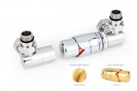 Автоматический терморегулятор 3D правый G 1/2" НР х G 3/4" НГ (набор) (ЗОЛОТО)