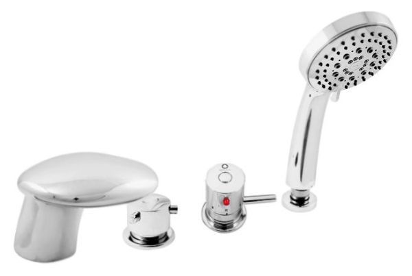 См-ль для ванны на 4- отверстия.Переключатель керамический MD0448.5, душевой шланг с пружиной  2м Те