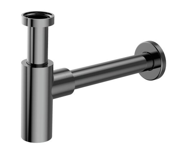 AQG, круглый сифон MINIMALISTA 1”1/4 из латуни, цвет оружейная сталь (PVD)