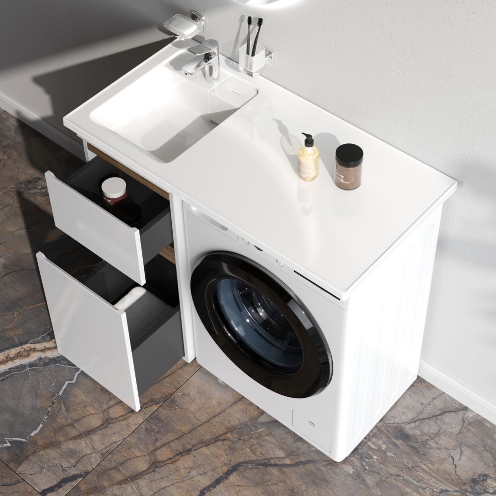 M85AFSX0402WG X-Joy, База под столешницу для стиральной машины, напольная, 40 см, 2 ящика, белый гля M85AFSX0402WG X-Joy, База под столешницу для стиральной машины, напольная, 40 см, 2 ящика, белый гля