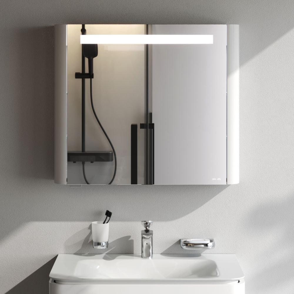 M30MCL0801WG Sensation, зеркало, зеркальный шкаф, левый, 80 см, с подсветкой, белый, глянец, шт M30MCL0801WG Sensation, зеркало, зеркальный шкаф, левый, 80 см, с подсветкой, белый, глянец, шт