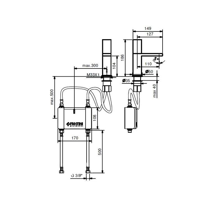 Fantini Milano Электронный смеситель для раковины на 1 отверстие, цвет: хром