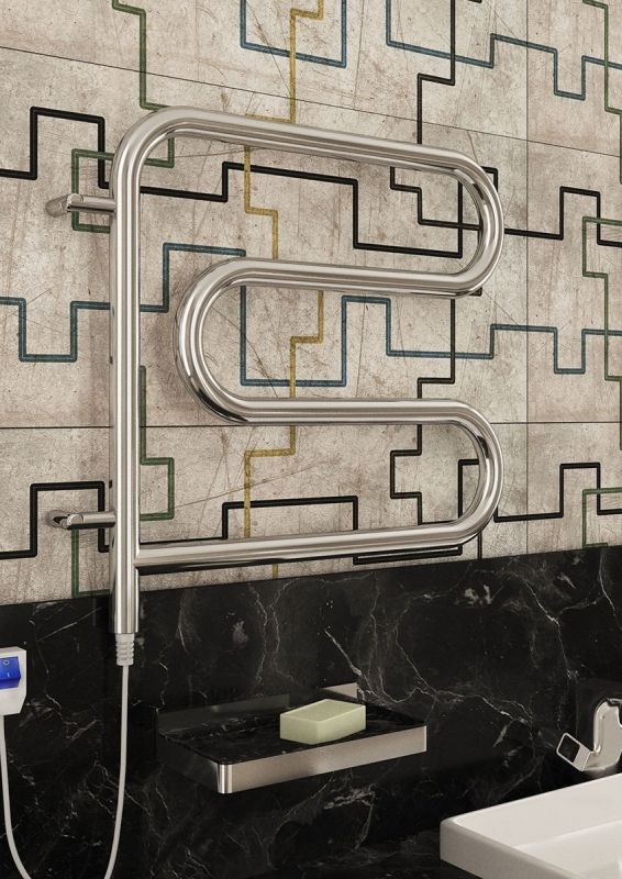 Электрический полотенцесушитель Terminus F-образный 500x500 4620768883880 поворотный Хром