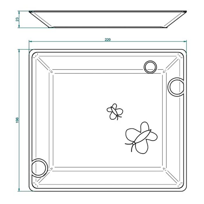THG CAPUCINE MAUVE DECOR OR Поднос керамический 220х198 мм., настольный, large size, декор золото/лиловый, цвет белый, артикул A7D-A02-4614