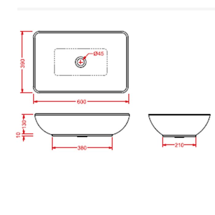 Artceram TAI Раковина накладная 60х39 см, с без отв под смеситель, без слив перелива, цвет белый.