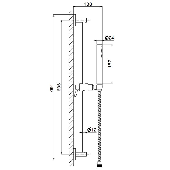 Newform XT Душевой гарнитур: ручной душ, штанга 691 мм, шланг 150 см, цвет: хром